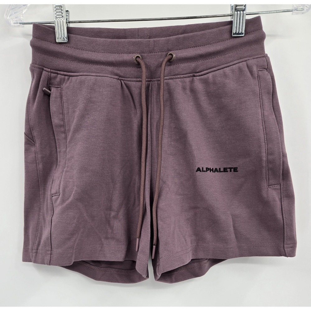 Alphalete Shorts Women's S Essential Core Athletic Drawstring Purple Zipper Pkt - Picture 3 of 6
